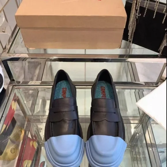 Camper Black Loafers with Baby Blue Toe Caps - Picture 7 of 9